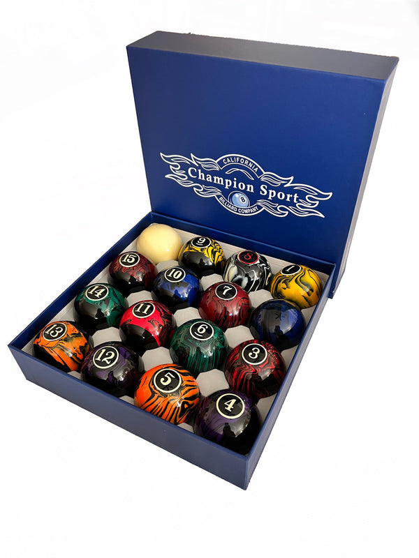 Champion Marble Pool Balls set ( Dark Marble) Complete 16 Ball Set