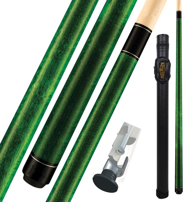 Champion ST14 Green Pool Cue Stick No wrap , A white or Black Pool Case, Champion Glove