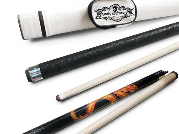 Champion Dragon Pool Cue Stick with Predator Uniloc Joint, Low Deflection Shaft (Black or White case)