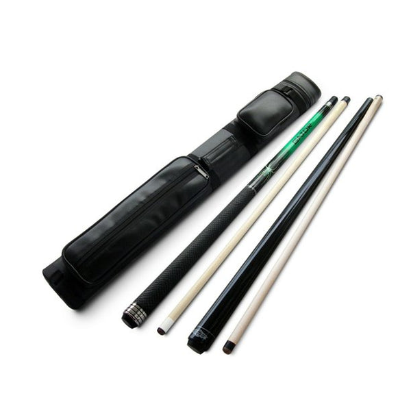 Champion Green Spider Billiard Pool Cue, Black Nemesis break cue, 2X2 Black Case