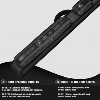 Champion 2X2,2X3,3X4  Nylon Billiard Pool Cue Stick Black Hard Case