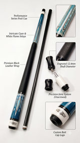 Gator 9-A5  Carbon Fiber 12.4mm Uni-Loc Pool Cue + Hard Case, Joint Protectors, and Playing Glove