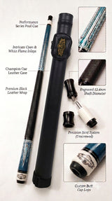 Gator 9-A5  Carbon Fiber 12.4mm Uni-Loc Pool Cue + Hard Case, Joint Protectors, and Playing Glove
