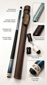 Gator 9-A5  Carbon Fiber 12.4mm Uni-Loc Pool Cue + Hard Case, Joint Protectors, and Playing Glove