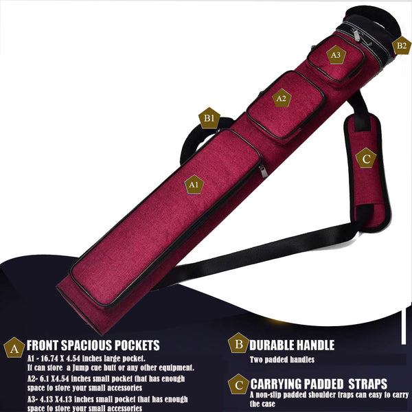 thumbnail image 2 of Accuplay 3x6 Hard Pool Cue Case - Protective Carrying Case For 2-Piece Cues With Shoulder Strap 2 of 6
