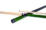 Champion ST14 Green Pool Cue Stick with a Leather painted wrap , A white or Black Pool Case, Champion Glove