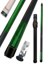 Champion ST14 Green Pool Cue Stick with a Leather painted wrap , A white or Black Pool Case, Champion Glove