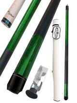 Champion ST14 Green Pool Cue Stick with a Leather painted wrap , A white or Black Pool Case, Champion Glove