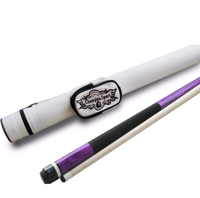 Champion ST8 Purple Pool Cue Stick ,Black/White/Purple Hard Pool case, Champion Glove