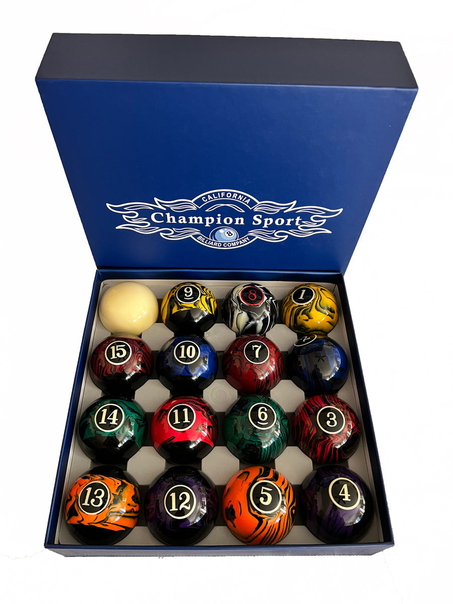 Material Pool Ball Champion Marble Pool Balls set ( Dark Marble) Complete 16 Ball Set ...