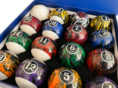 Champion  Marble Pool Balls set ( Dark Marble) Complete 16 Ball Set