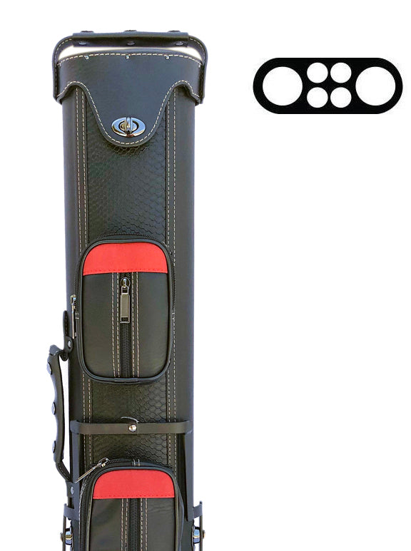 Champion  Leatherette 2x4 Pool Cue Case with Stand(2 Butts 4 Shafts)-  A0403 Red