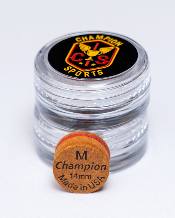 Champion Premium Cue Tip – Brown 14mm Glue-On Tip |  S / M  Soft / Medium