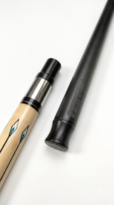 Gator KL-S7-6 Carbon Fiber 12.4mm or 11.8mm Uni-Loc Pool Cue + Hard Case, Joint Protectors, and Playing Glove