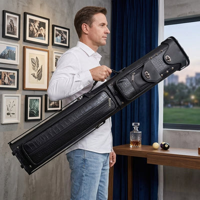 Champion  Leatherette 2x4 Pool Cue Case with Stand(2 Butts 4 Shafts)-  C0427 Black