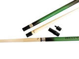 Champion Sport Dark Green Spider Billiards Pool Cue Stick with two shafts (12mm and 13mm), Champion Glove  with a 2X4 Green case