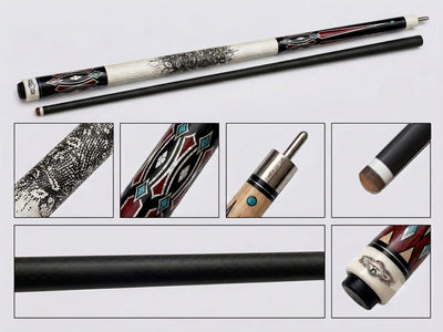 Gator H5-2A  Carbon Fiber 12.4mm Uni-Loc Pool Cue + Hard Case, Joint Protectors, and Playing Glove