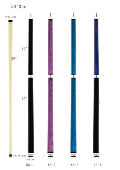 Champion Cerberus Series Heavy Hitter Jump and break cue -----Model: KB-3 Turquoise Jump and break Cue, Champion Glove, 58",13 mm
