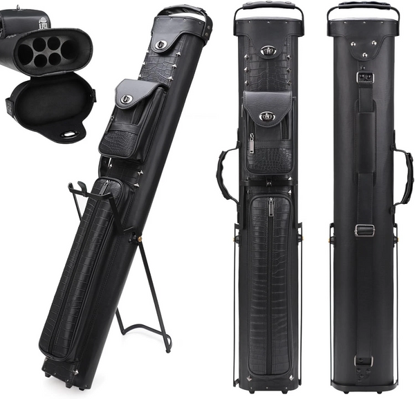 Champion  Leatherette 2x4 Pool Cue Case with Stand(2 Butts 4 Shafts)-  C0427 Black