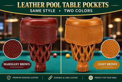Champion Genuine Leather Pockets for Pool Table/Billiard Table (Set of 6), Model: AKL-1, Color Light brown