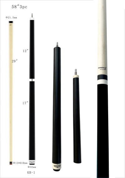 Champion Cerberus Series  Heavy Hitter Jump and break cue -----Model: KB-1 Black  Jump and break Cue, Champion Glove, 58",13 mm