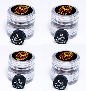King Pro Cue Tip – Black 14mm Glue-On Tip | SS / S / M / H Super Soft / Soft / Medium and Hard
