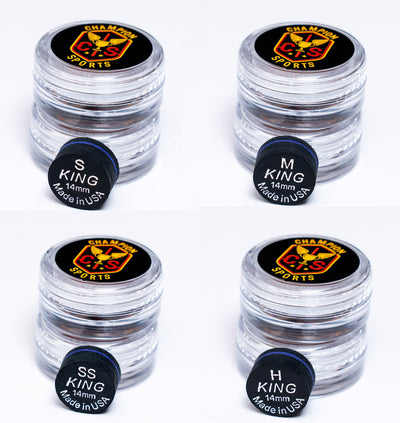 King Pro Cue Tip – Black 14mm Glue-On Tip | SS / S / M / H Super Soft / Soft / Medium and Hard