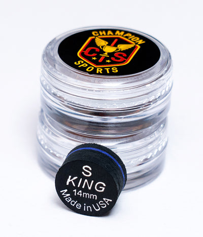 King Pro Cue Tip – Black 14mm Glue-On Tip | SS / S / M / H Super Soft / Soft / Medium and Hard