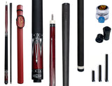 Gator KL-REDA Carbon Fiber 12.4mm or 11.8mm Uni-Loc Pool Cue + Hard Case, Joint Protectors, and Playing Glove