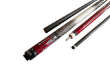 Gator Carbon Fiber Billiard Cue Stick 12.5mm Tip size, A black, white or red hard case, A Champion glove, Model: KL-RED