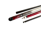Gator Carbon Fiber Billiard Cue Stick 12.5mm Tip size, A black, white or red hard case, A Champion glove, Model: KL-RED