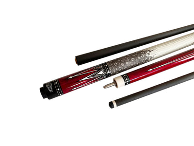 Gator Carbon Fiber Billiard Cue Stick 12.5mm Tip size, A black, white or red hard case, A Champion glove, Model: KL-RED