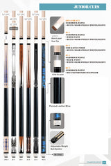 Champion JC1 White and Black Children's Billiards Cue – 48" or 52" (16-20 oz)+ Extra Free gift