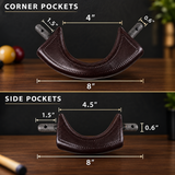 Champion Genuine Leather Pockets for Pool Table/Billiard Table (Set of 6), Model: AKL-1, Color: Mahogany Brown