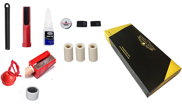 Champion Pool Cue Tip Repair Accessory Kit+ 3 Tips + 3 Ferrules+ crystal glue