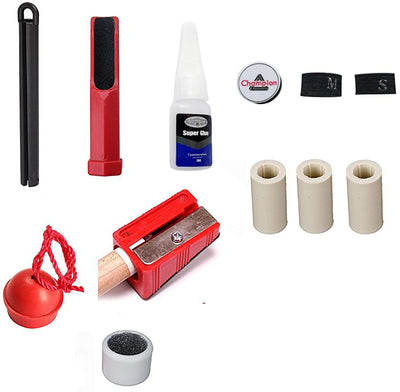 Champion Pool Cue Tip Repair Accessory Kit+ 3 Tips + 3 Ferrules+ crystal glue