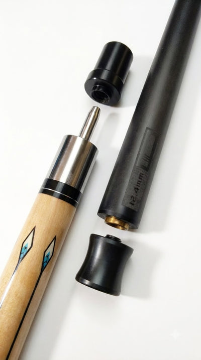 Gator KL-S7-6 Carbon Fiber 12.4mm or 11.8mm Uni-Loc Pool Cue + Hard Case, Joint Protectors, and Playing Glove