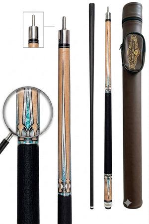 Gator KL-S7-4 Carbon Fiber 12.4mm or 11.8mm Uni-Loc Pool Cue + Hard Case, Joint Protectors, and Playing Glove