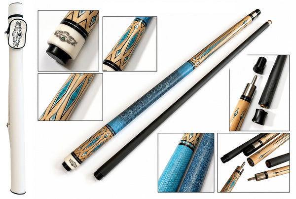 Gator KL-S7-6 Carbon Fiber 12.4mm or 11.8mm Uni-Loc Pool Cue + Hard Case, Joint Protectors, and Playing Glove