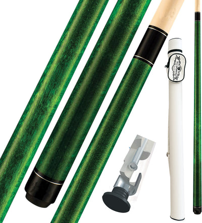 Champion ST14 Green Pool Cue Stick No wrap , A white or Black Pool Case, Champion Glove