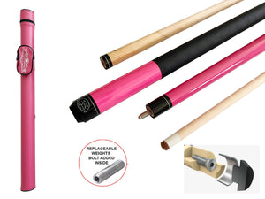 Champion ST14 Hot Pink Pool Cue Stick+ Champion Branded Pink or White Hard Case & Playing Glove