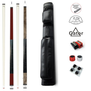 Combo deal! Champion Wine pool cue 11.75mm, ST Grey cue 13mm, 2X3 Case set