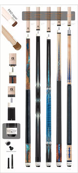 Combo deal! Champion CN-3 pool cue, Zebra Jump and break cue, 2X2 Case set
