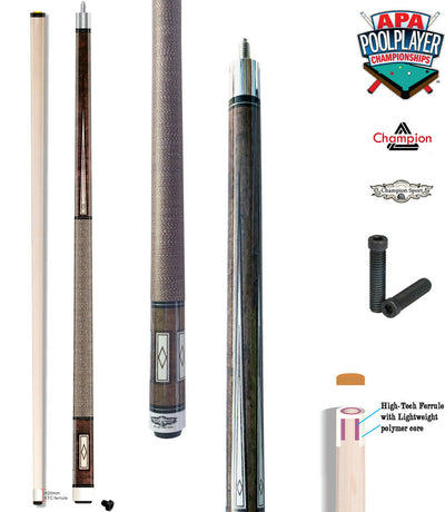 Champion LPC1 Pool Cue Stick,Black or White Hard Case,Pro Taper shaft,58 or 60  inches long
