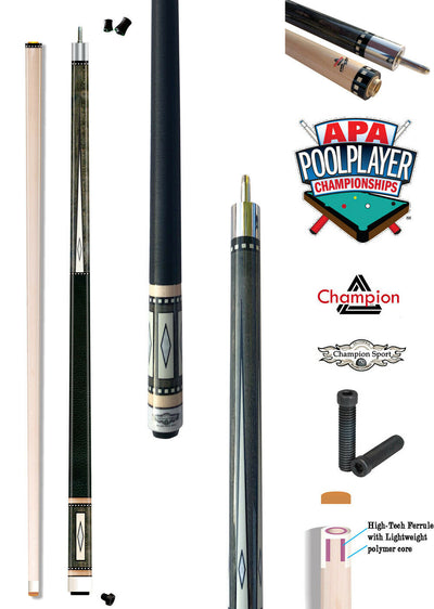 Champion Lost pieces Series Putere Pool Cue Stick, Black or White Hard Case ,Pro Taper Shaft,Uniloc Joint, Model: LPC3-U,58 inches or 60 inches long