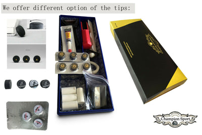 Premium Pool Cue Repair Tip Kit-1 Tip Clamp, 2 Cue Tip Shaper, 6 Cue Tips