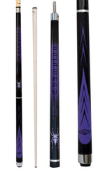 Champion Purple Spider Billiards Pool Cue Stick (12mm), Purple Case, Cuetec or Champion Glove