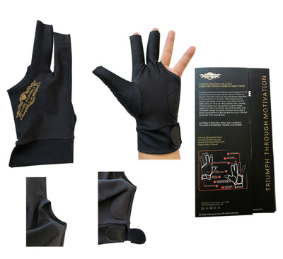 Champion Cut 3 finger Pool Cue Stick Glove- Left hand Predator( Blue, Wine, Black)