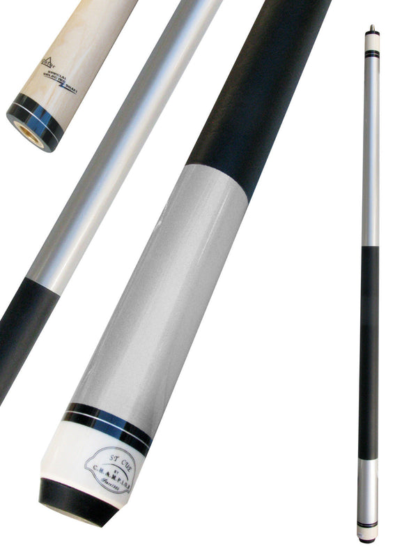 Champion ST5B Silver Pool Cue Stick  ,11.75mm Tip, Cuetec Glove, Two Black layer tips