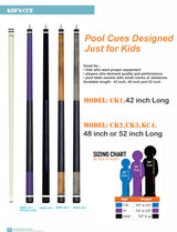 2022 New  Champion  KC-1 Children's Billiards Cue 42", 16-19OZ, Champion or Cuetec glove